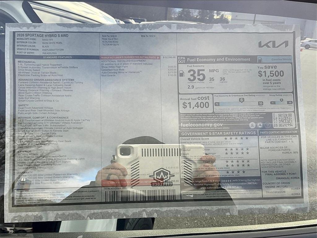 new 2026 Kia Sportage Hybrid car, priced at $32,977