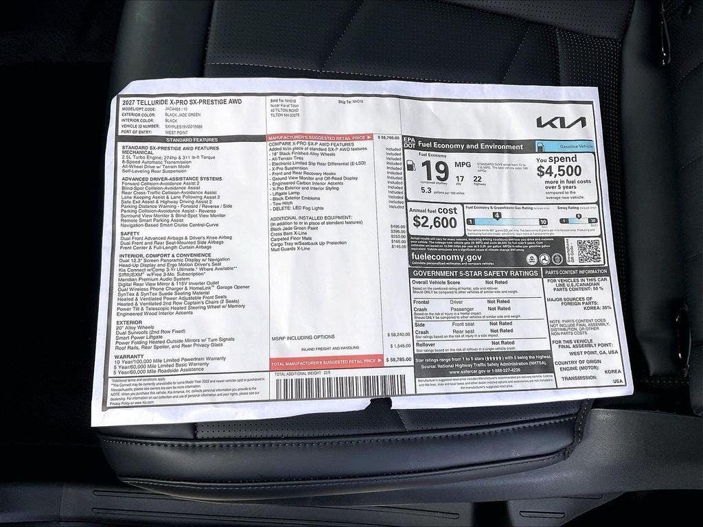 new 2027 Kia Telluride car, priced at $60,484