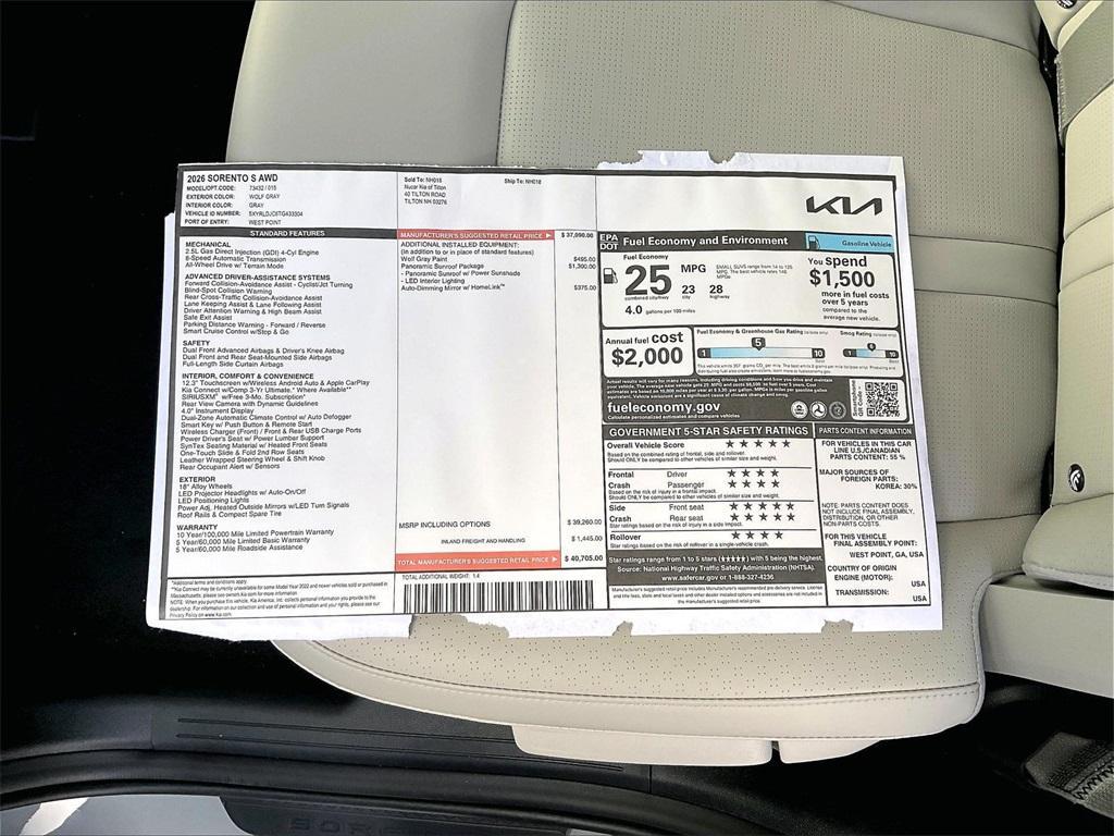 new 2026 Kia Sorento car, priced at $36,305