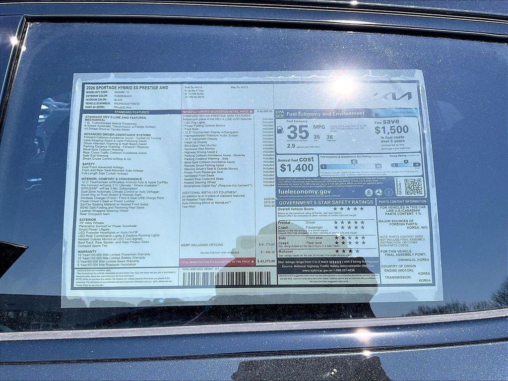 new 2026 Kia Sportage Hybrid car, priced at $43,969