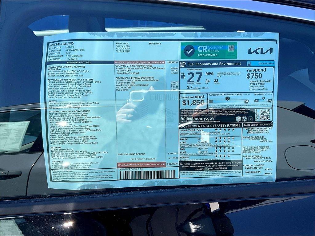 new 2026 Kia K5 car, priced at $31,496