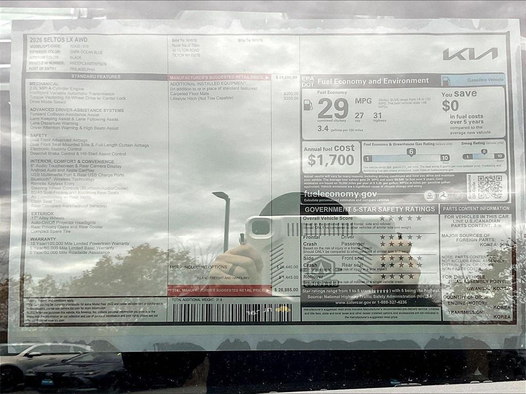 new 2026 Kia Seltos car, priced at $23,745