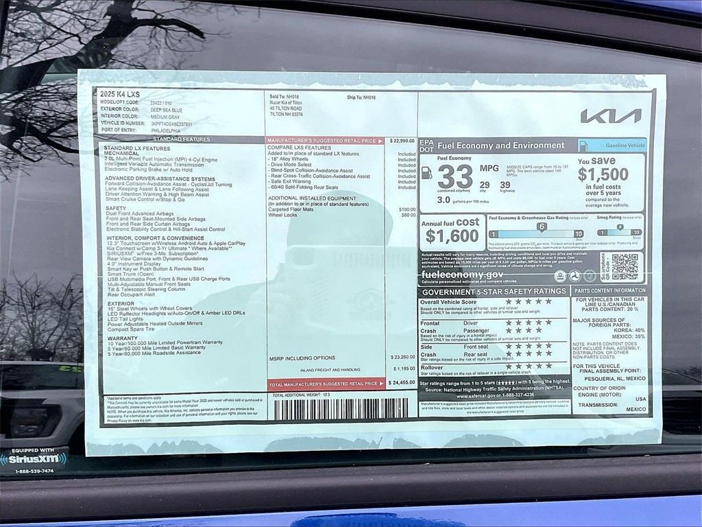 new 2025 Kia K4 car, priced at $21,156