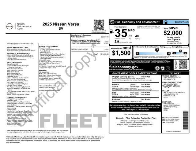 used 2025 Nissan Versa car, priced at $14,995