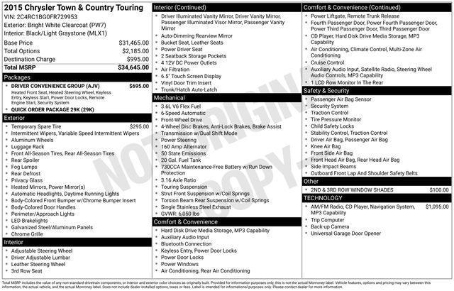 used 2015 Chrysler Town & Country car, priced at $9,995