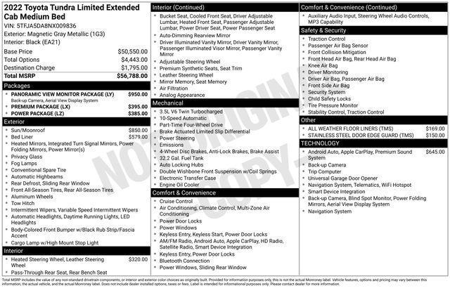 used 2022 Toyota Tundra car, priced at $43,995