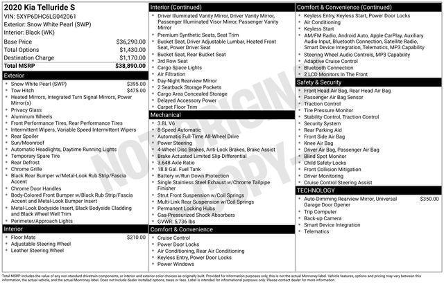 used 2020 Kia Telluride car, priced at $17,988