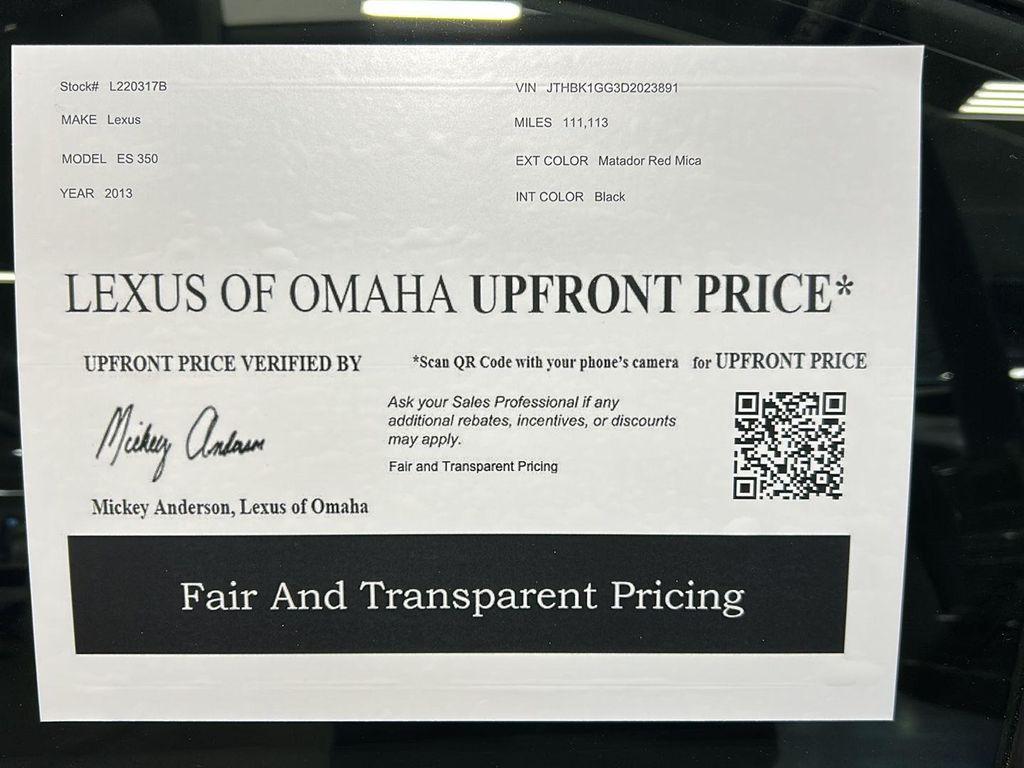 used 2013 Lexus ES 350 car, priced at $16,000