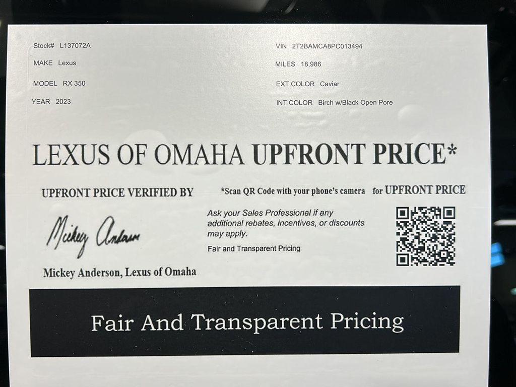 used 2023 Lexus RX 350 car, priced at $51,000