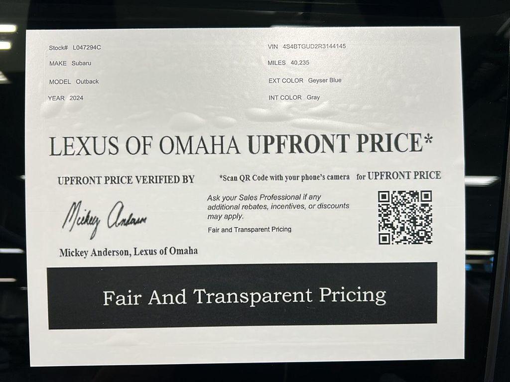 used 2024 Subaru Outback car, priced at $33,000