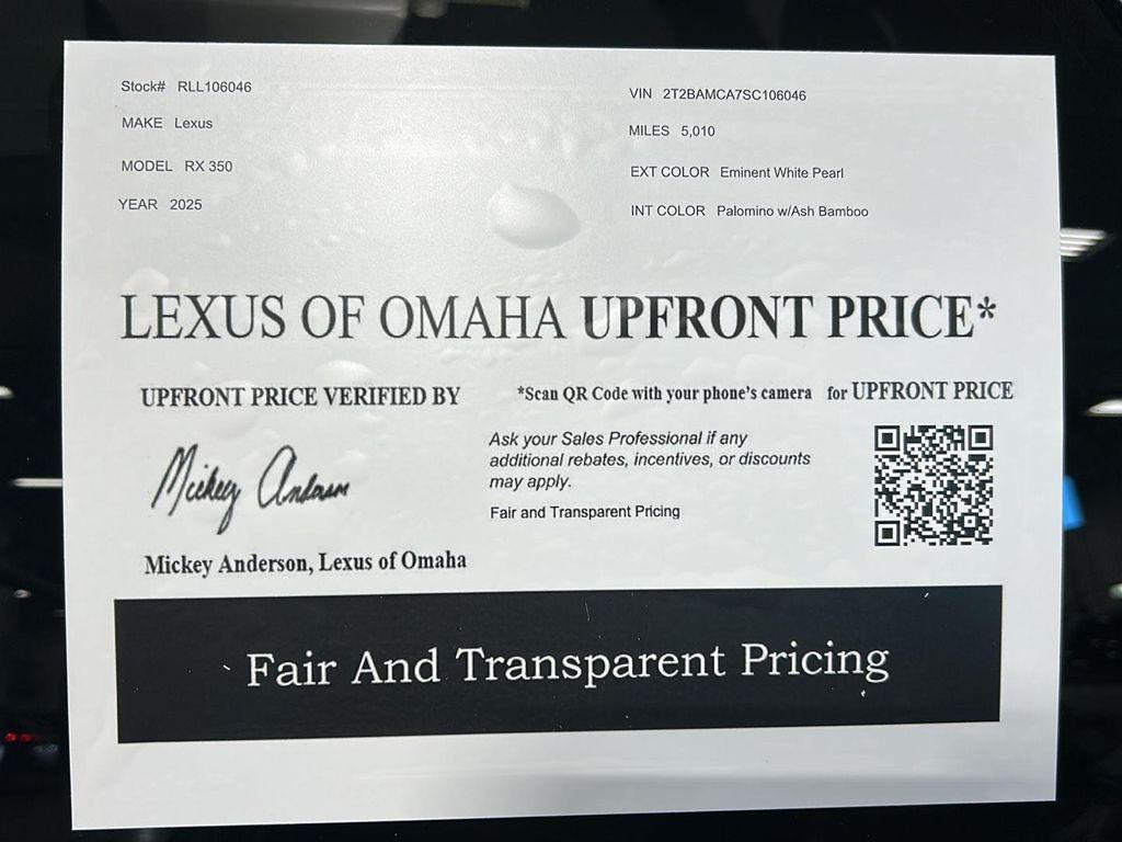 used 2025 Lexus RX 350 car, priced at $56,000