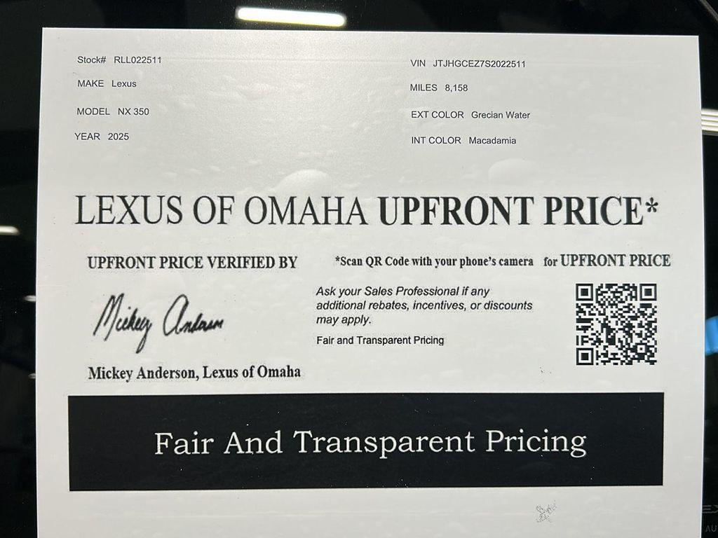 used 2025 Lexus NX 350 car, priced at $50,000