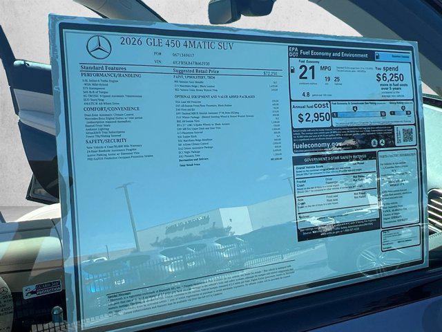 new 2026 Mercedes-Benz GLE 450 car, priced at $87,830