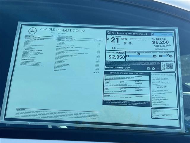 new 2026 Mercedes-Benz GLE 450 car, priced at $87,650