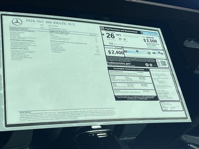 new 2026 Mercedes-Benz GLC 300 car, priced at $54,870
