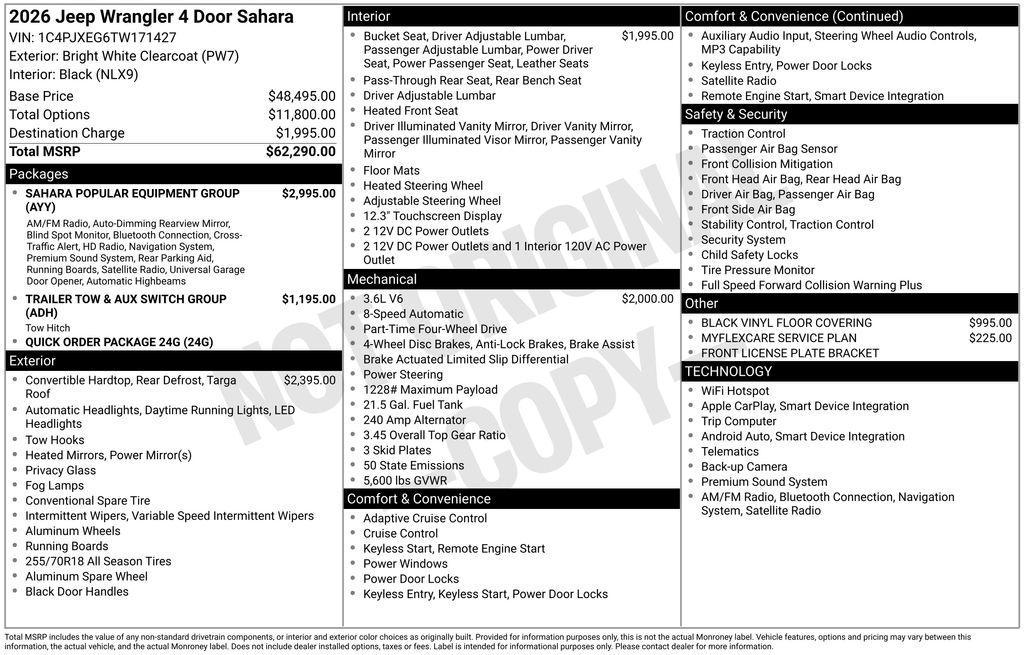 new 2026 Jeep Wrangler car, priced at $58,295