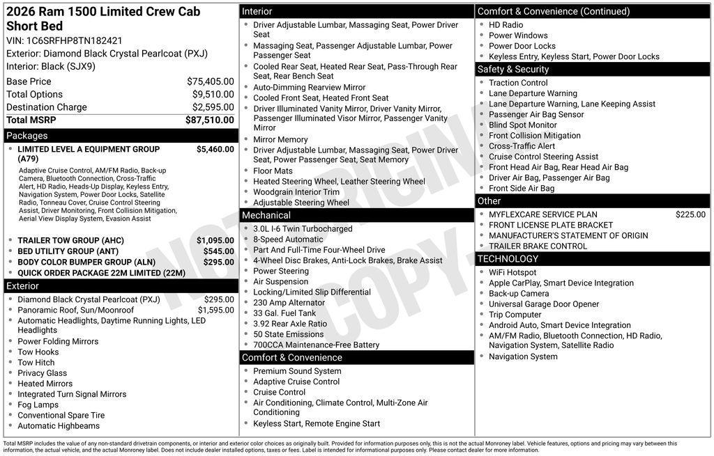 new 2026 Ram 1500 car, priced at $70,508