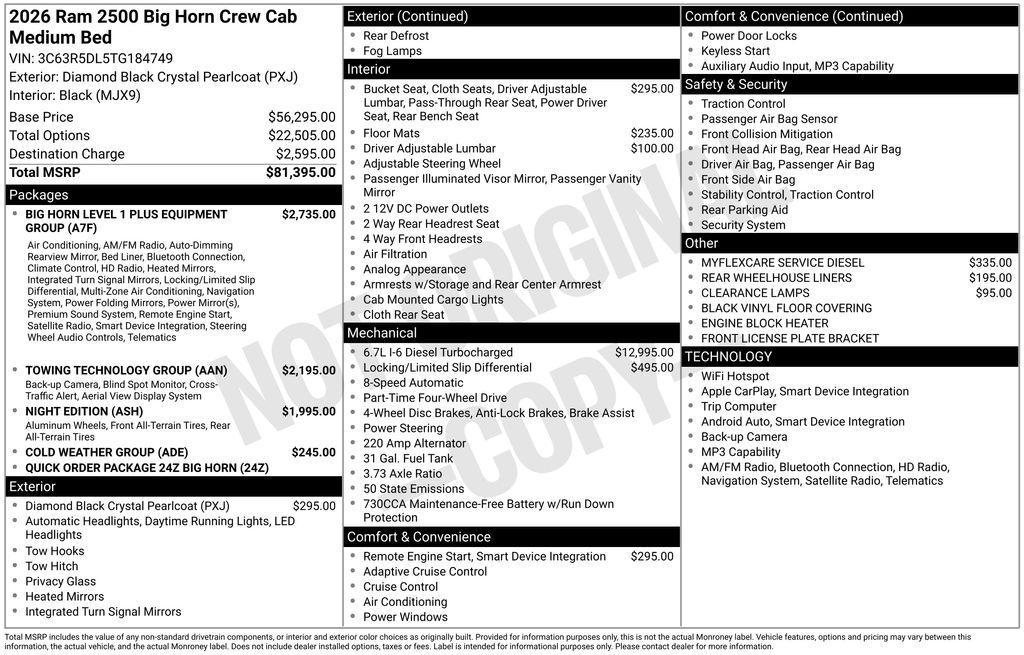 new 2026 Ram 2500 car, priced at $64,226