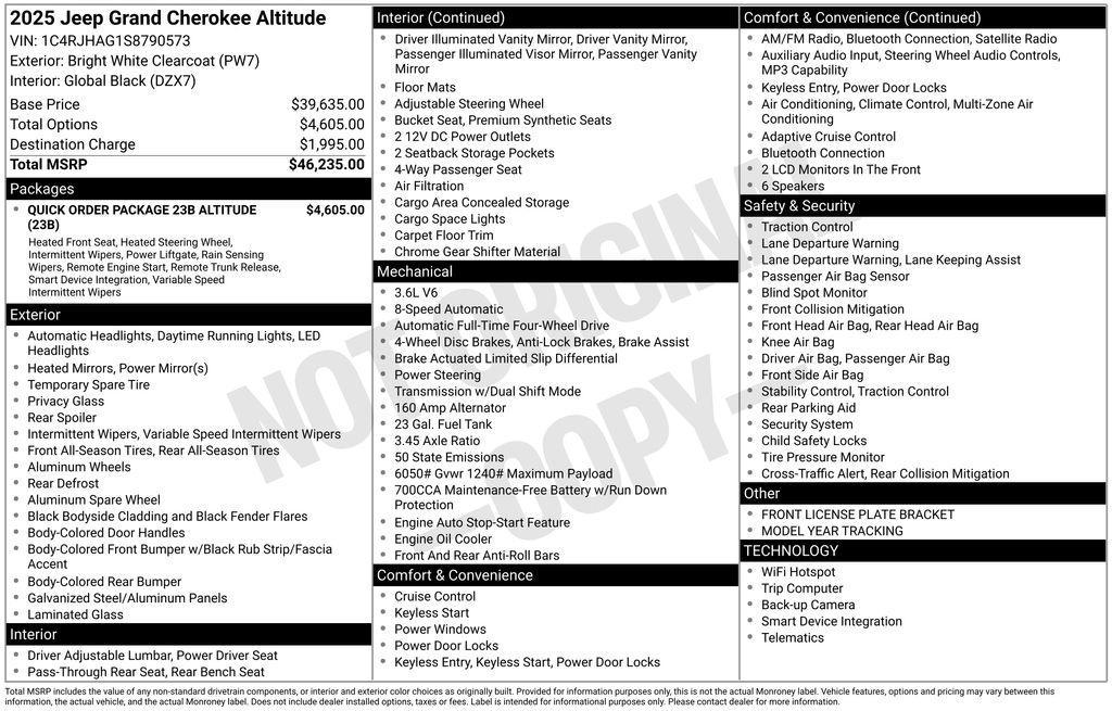 new 2025 Jeep Grand Cherokee car, priced at $36,063