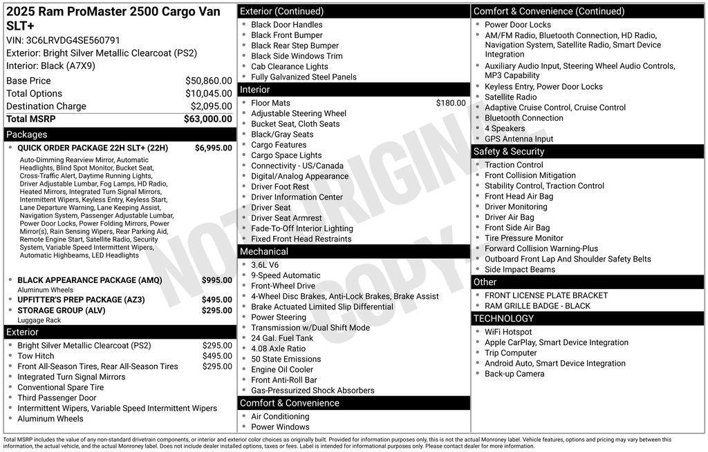 new 2025 Ram ProMaster 2500 car, priced at $45,990