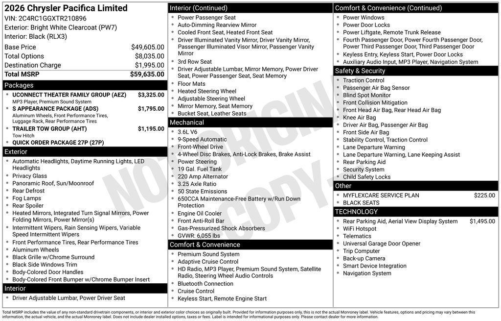 new 2026 Chrysler Pacifica car, priced at $49,393