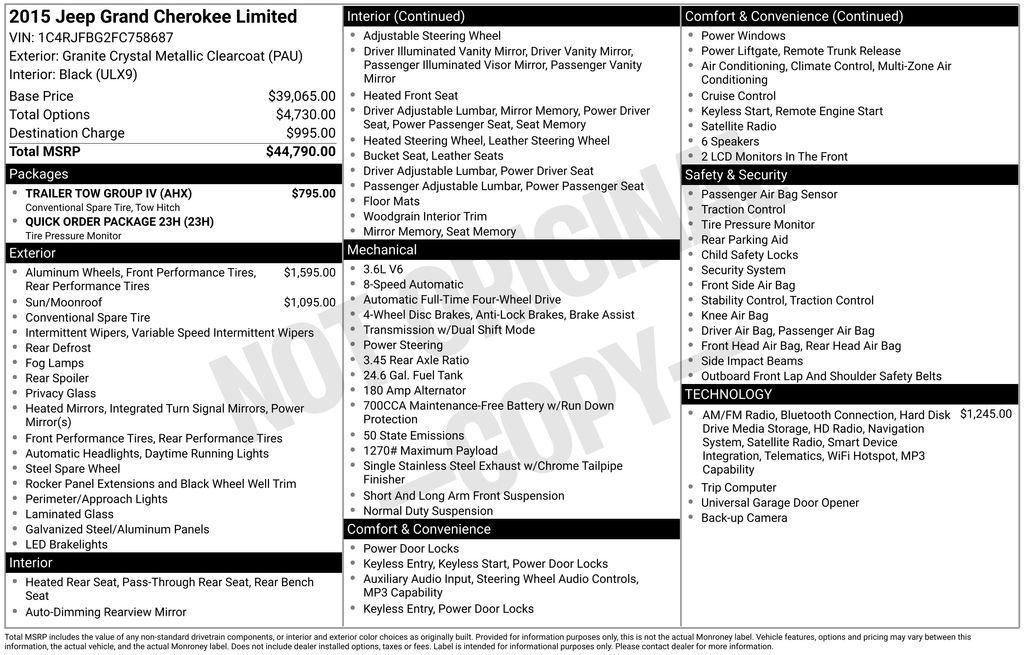 used 2015 Jeep Grand Cherokee car, priced at $11,060