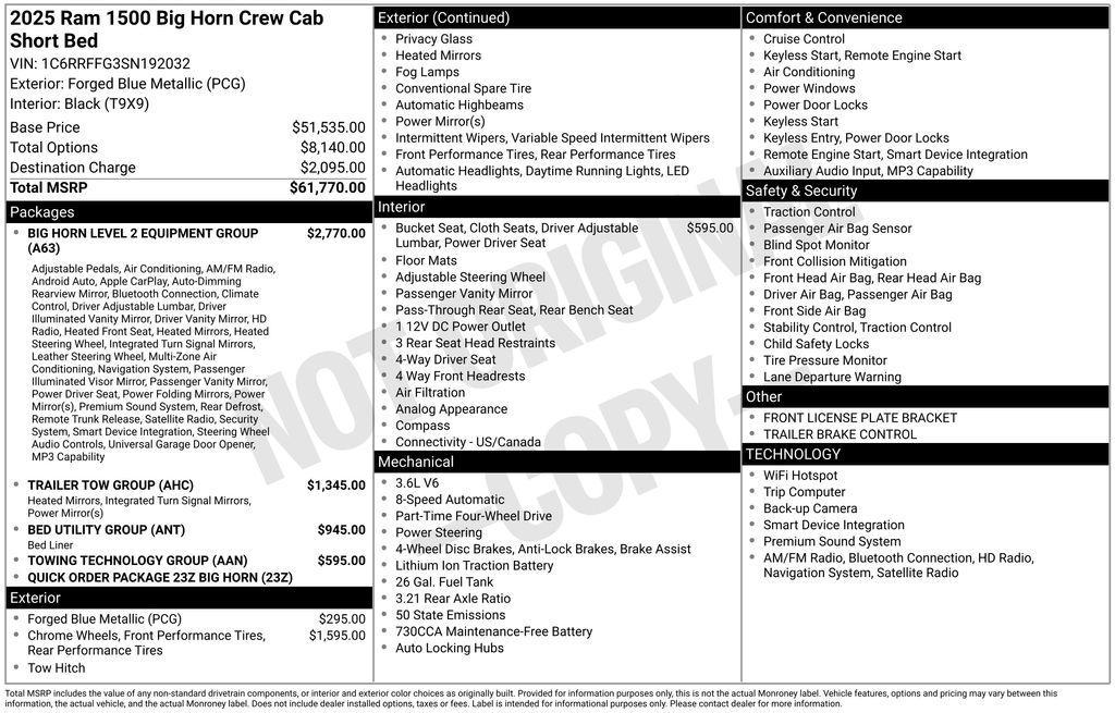 new 2025 Ram 1500 car, priced at $50,548