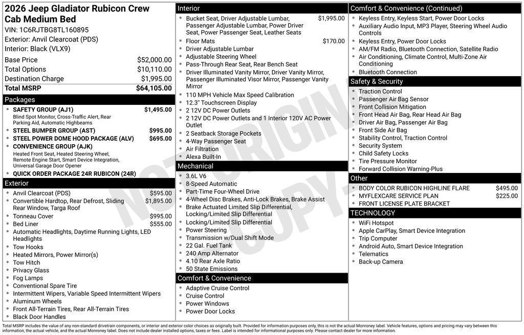 new 2026 Jeep Gladiator car, priced at $58,337