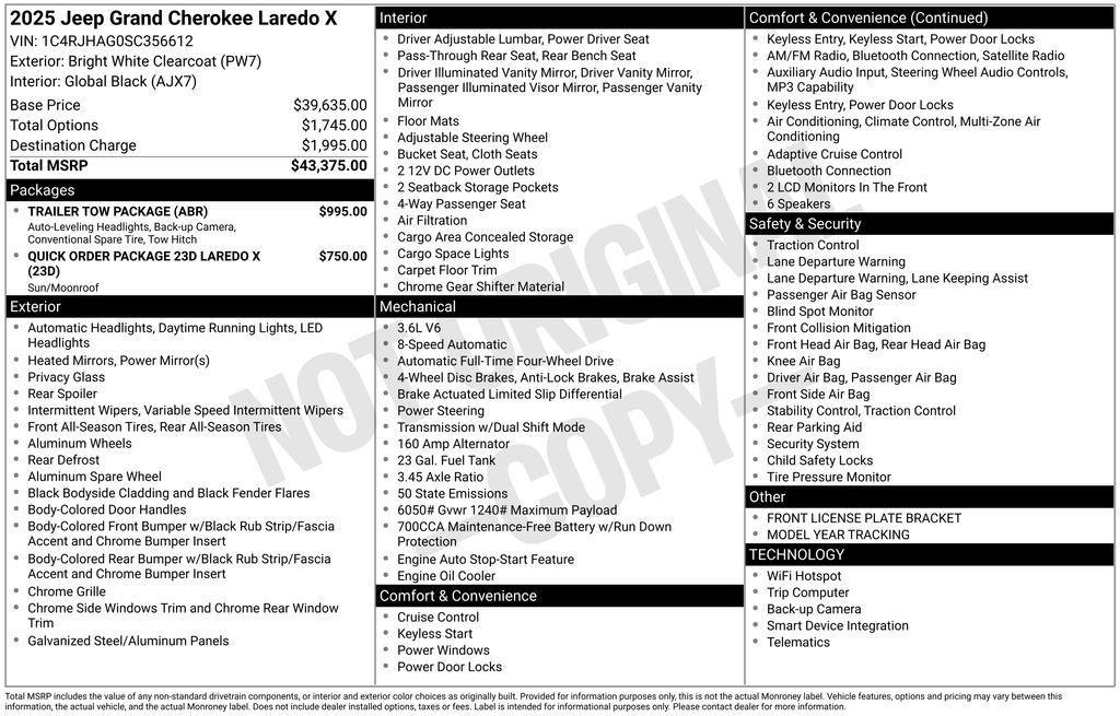 new 2025 Jeep Grand Cherokee car, priced at $34,081