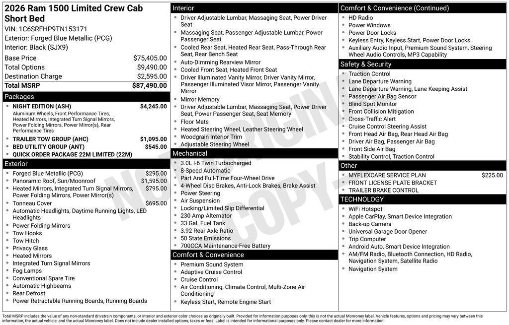 new 2026 Ram 1500 car, priced at $75,120