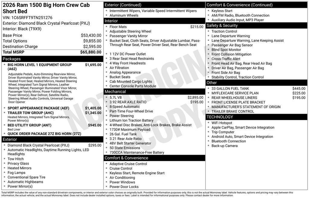 new 2026 Ram 1500 car, priced at $52,312