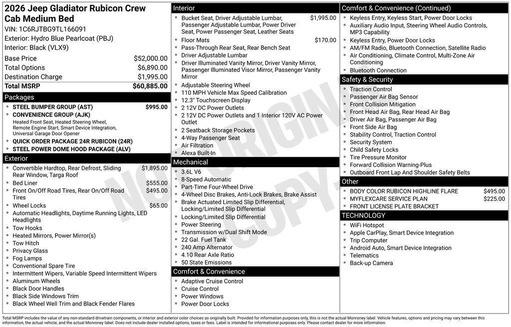 new 2026 Jeep Gladiator car, priced at $54,797