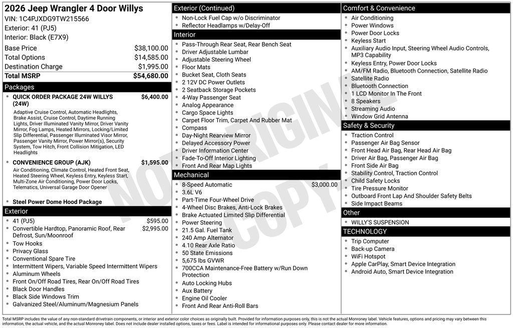 new 2026 Jeep Wrangler car, priced at $54,680