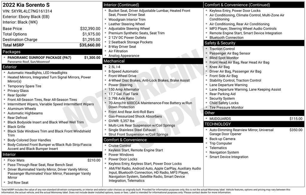 used 2022 Kia Sorento car, priced at $23,487