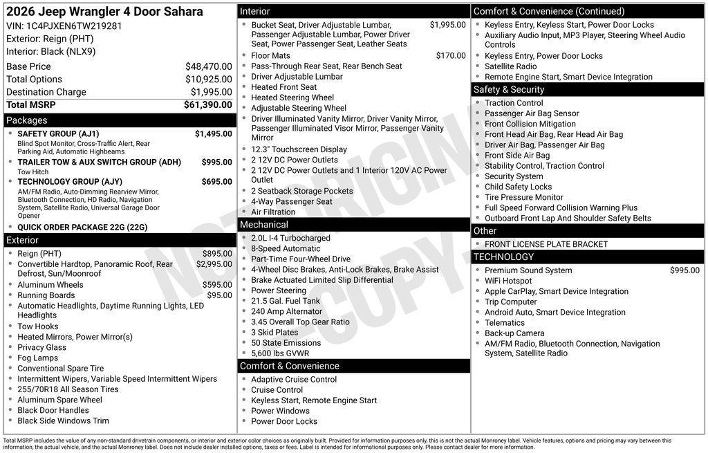 new 2026 Jeep Wrangler car, priced at $57,600