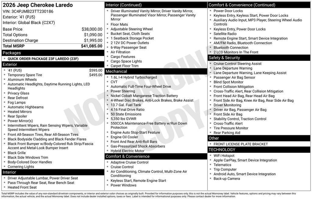 new 2026 Jeep Cherokee car, priced at $41,085
