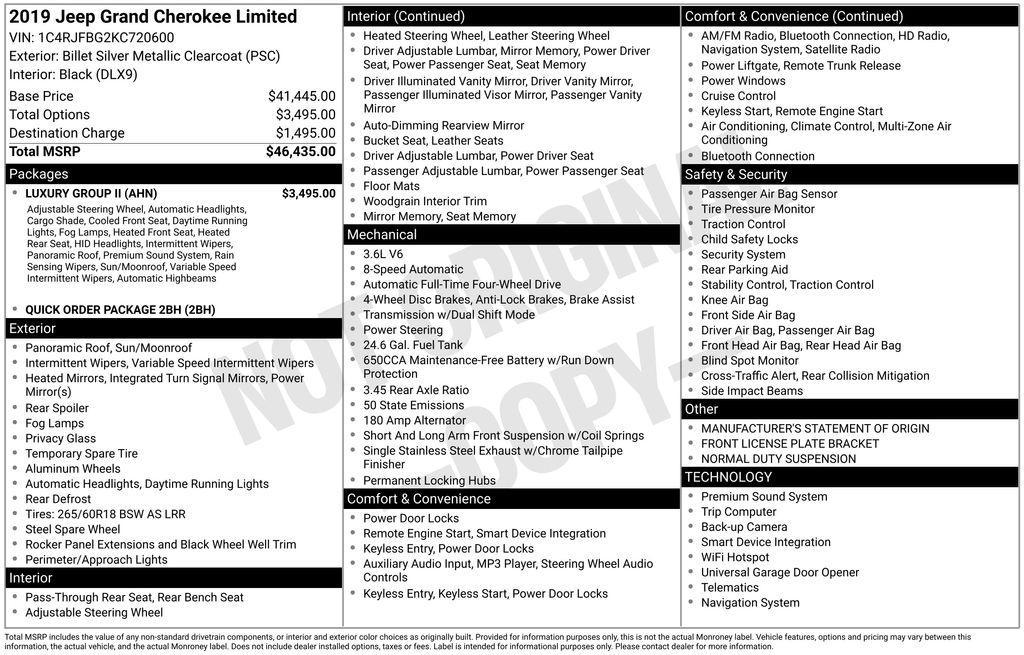 used 2019 Jeep Grand Cherokee car, priced at $16,965