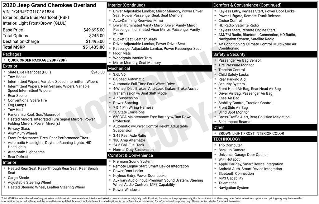 used 2020 Jeep Grand Cherokee car, priced at $19,476