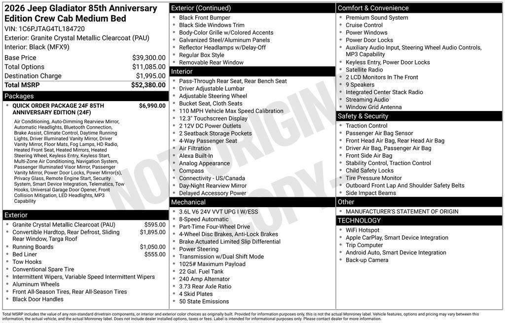 new 2026 Jeep Gladiator car, priced at $49,157