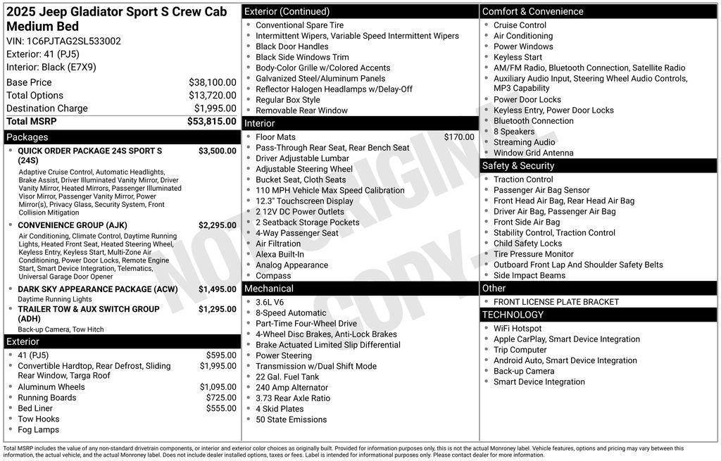 new 2025 Jeep Gladiator car, priced at $46,500