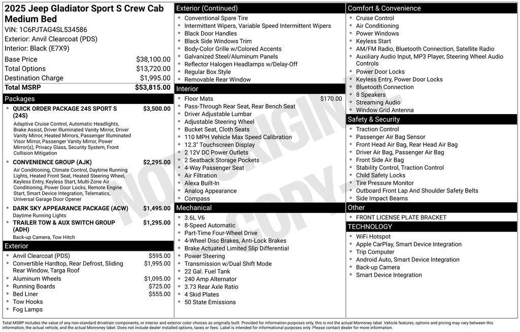 new 2025 Jeep Gladiator car, priced at $44,597