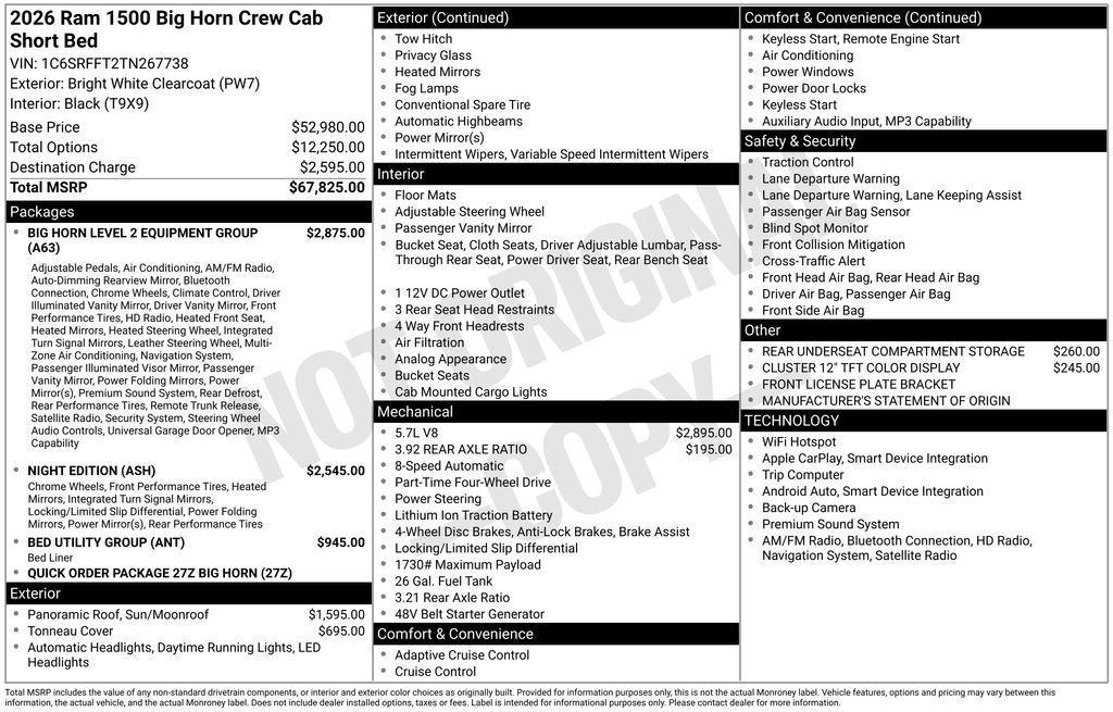 new 2026 Ram 1500 car, priced at $61,625