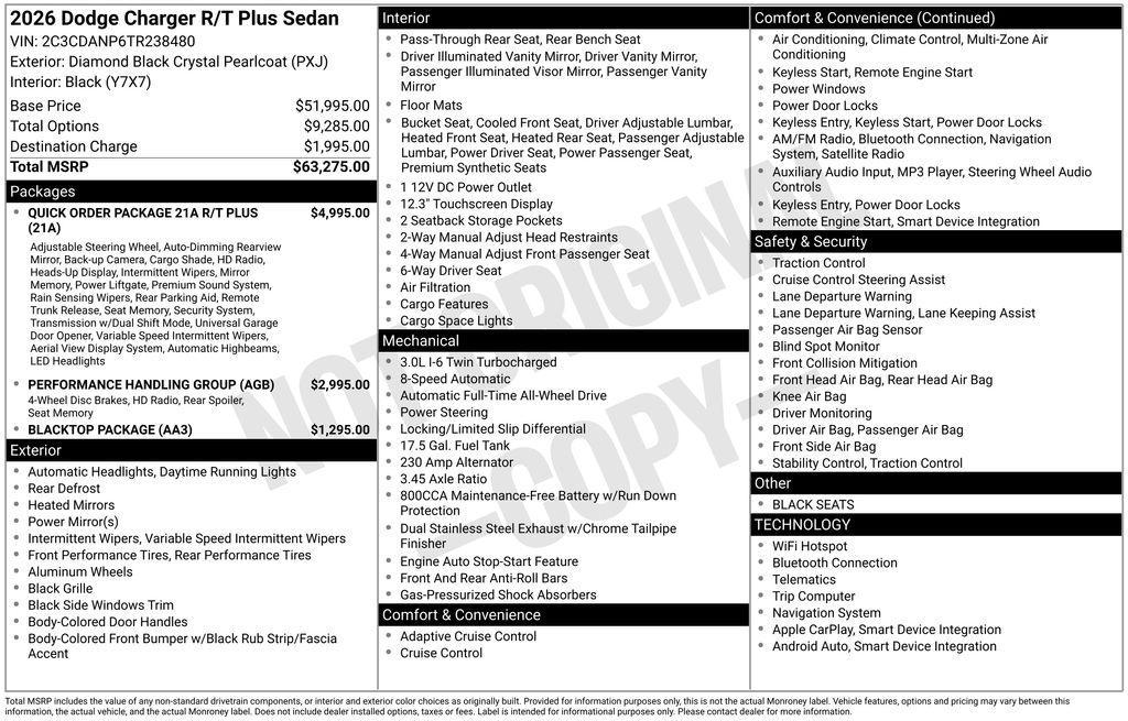 new 2026 Dodge Charger car, priced at $63,275