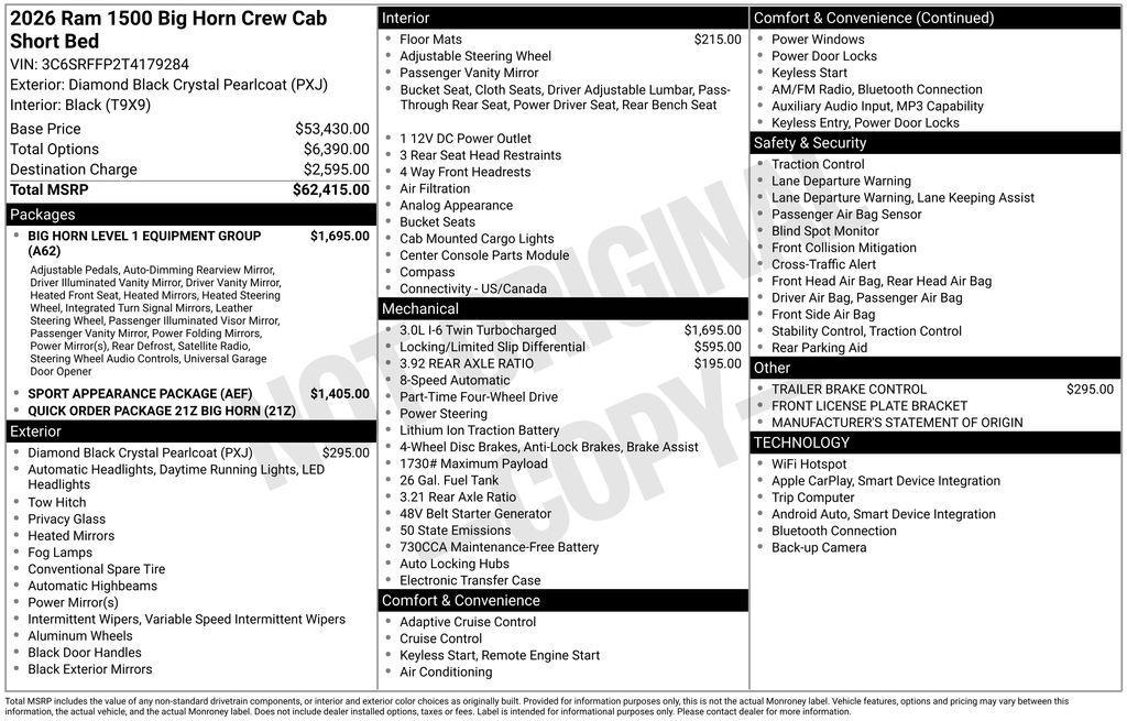 new 2026 Ram 1500 car, priced at $55,893