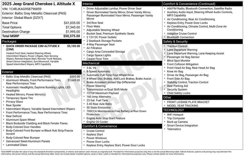 new 2025 Jeep Grand Cherokee L car, priced at $45,356