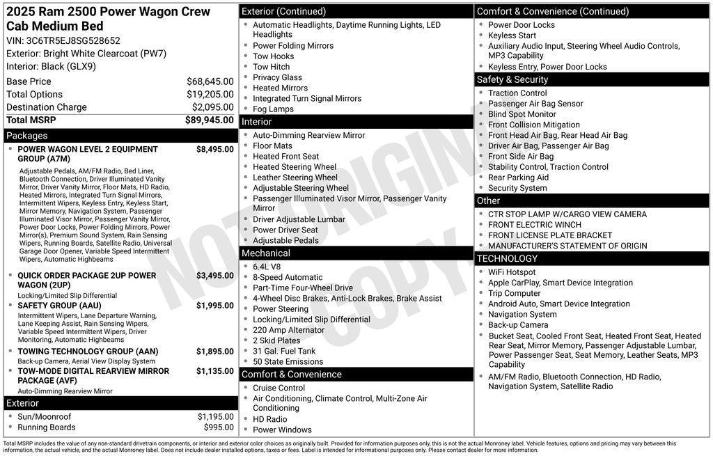 new 2025 Ram 2500 car, priced at $80,500