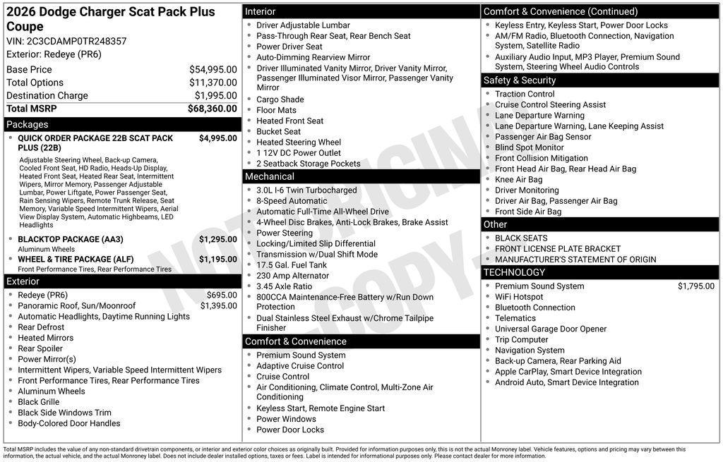 new 2026 Dodge Charger car, priced at $68,360