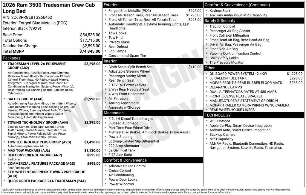 new 2026 Ram 3500 car, priced at $80,335
