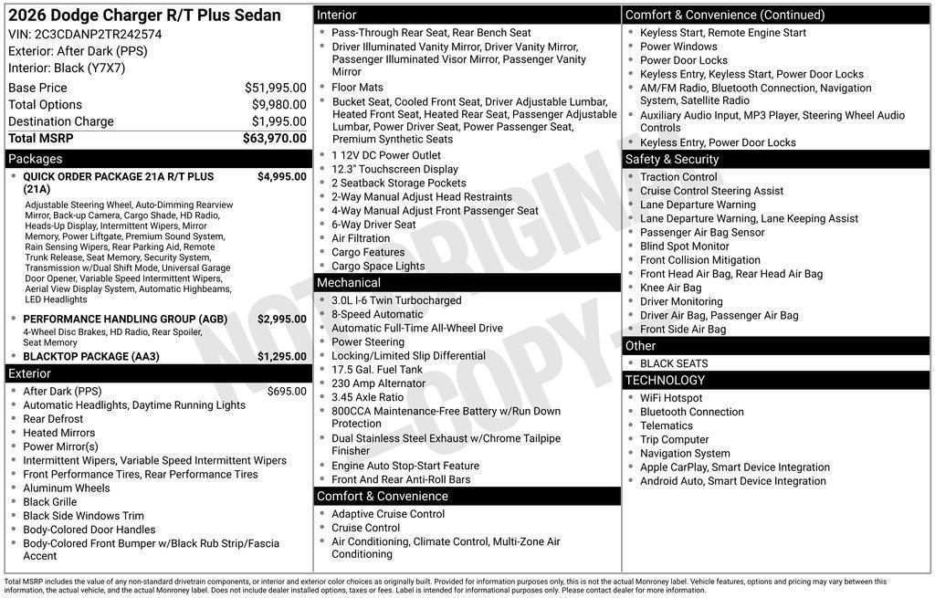 new 2026 Dodge Charger car, priced at $63,970