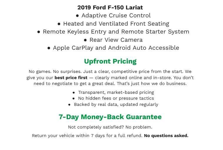 used 2019 Ford F-150 car, priced at $65,796